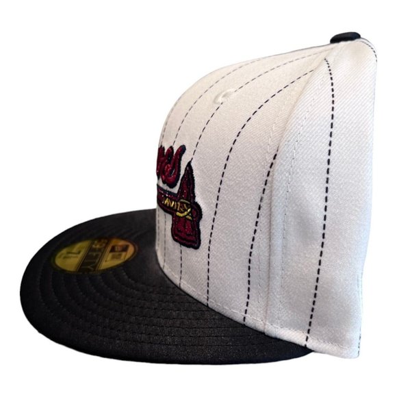 New Era Atlanta Braves Retro Pinstripe 59FIFTY Fitted Hat Cap White - Picture 5 of 7